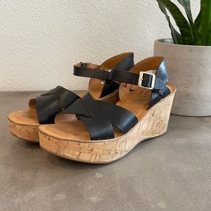 Kork Ease Leather Strappy Wedges